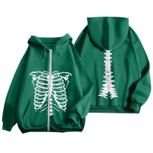 Women's Y2K Skeleton Graphic Oversized Hoodie Fleece Jacket