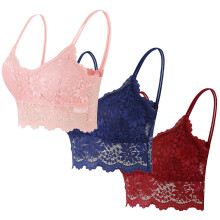 Sutiã feminino de renda com alças finas, costas nuas e antiderrapante.