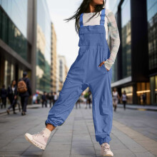 Women's Solid Work Overalls with Pockets