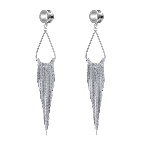 Ear Plug Tunnel Tassel Dangle Jewelry 2 Pcs