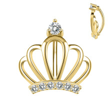 Sterling Silver Belly Button Ring with CZ Crown 14G