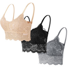 Sutiã feminino de renda com alças finas, costas nuas e antiderrapante.