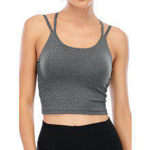 Women's Seamless Stretch Sports Bra with Cross Back and