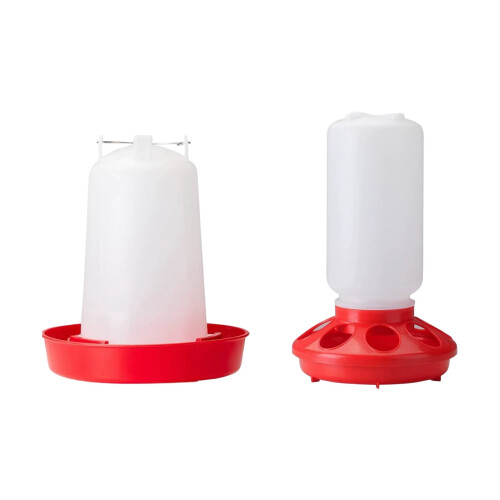 Baby Chicken Feeder and Waterer Set Red ABS