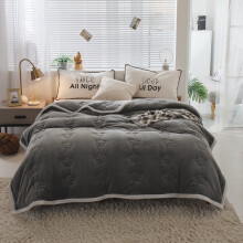 Flannel Fleece Throw Blanket 3-Layer Grey 79x91 Inch