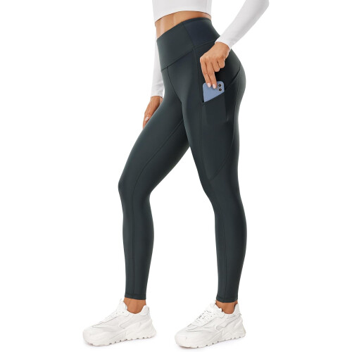 Calça Legging Térmica de Fleece YOGA Feminina, Cintura Alta de 28 Polegadas
