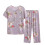 Women's Summer Printed Pajama Set Round Neck Top Elastic 1