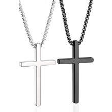 Cross Necklace for Men Stainless Steel 2 Pcs