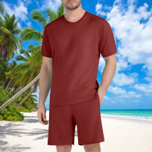 Men's Solid Casual 2-Piece Set T-Shirt and Shorts