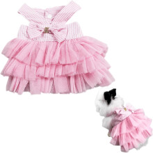 Rabbit Dress for Small Pets Striped Pink Skirt XS