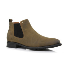 Men's Chelsea Slip-On Ankle Boots Olive Suede Size 7.5