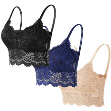 Sutiã feminino de renda com alças finas, costas nuas e antiderrapante.