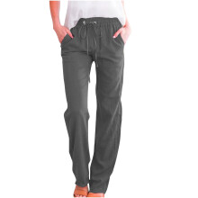 Women's Cotton Linen Straight Leg Pants High Waisted