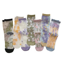 Vintage sheer ankle socks with floral lace mesh design