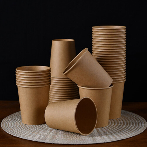 Kraft Paper Disposable Coffee Cups 8 oz 50 count 1