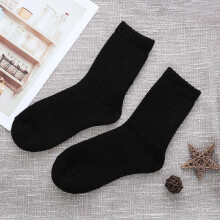 Men's Rabbit Wool Mid-Calf Socks Black Warm Thick