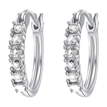 Cubic Zirconia Stud Earrings Women Hypoallergenic Silver