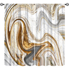 Marble Curtains Abstract Gold Fluid Texture Thermal Drapes