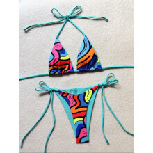 Women's Leopard Print Bikini Set Halter Triangle Bra