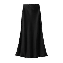 Satin Midi Skirt High Waist Women's Skirt