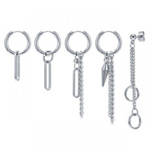 Stainless Steel Hoop Earring Gothic Cross 5 pcs