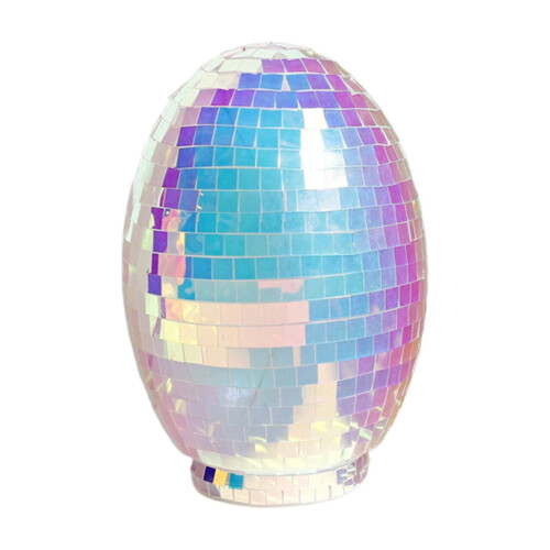 Glass Mirror Easter Egg Lamp 6.7 inch Blue LED Night Light
