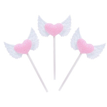 Angel Wings Cake Toppers Pink Heart 20 pcs