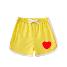 Yellow Straight Leg Love Print Shorts for Kids 1 Year