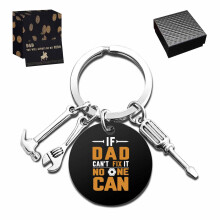Father's Day Keychain from Son or Daughter - Black Round