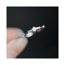 (silver, 8) Women Simple Elegant Mini Crystal Eternity Thin Wedding Engagement Rings Tiny Jewelry