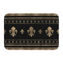 Fleur De Lis Doormat Black and Gold Indoor Entrance Rug