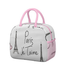 Lunch Bag Women Zipper Closure Leakproof Pink Tote