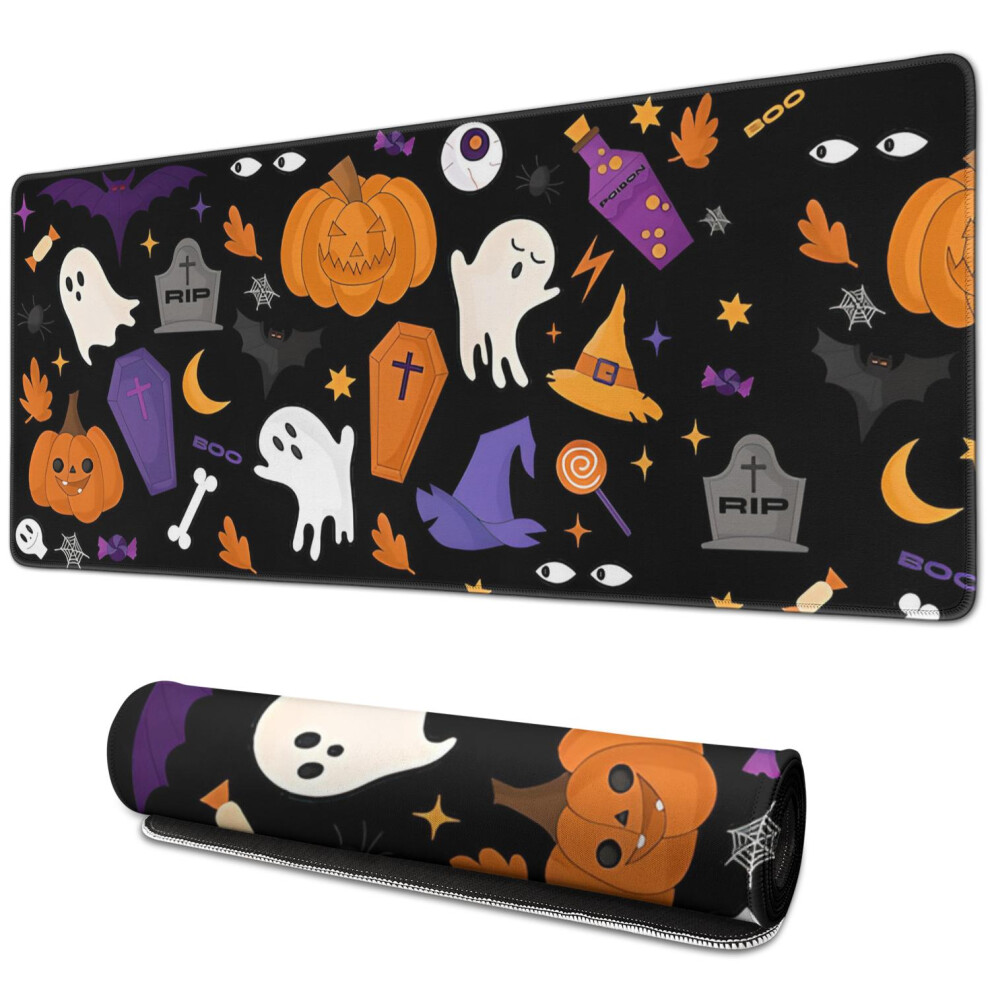 Halloween Cartoon Mouse Pad With Spiders Pumpkins Ghosts 9085618694071