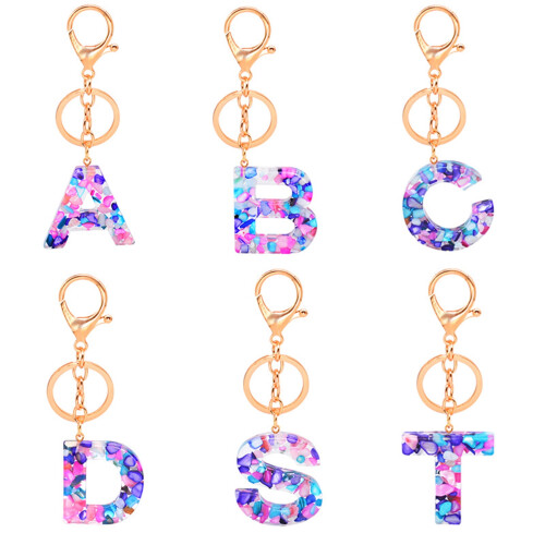 Alphabet Initial Keychain for Women A-Z Epoxy Charm