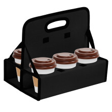 Foldable Drink Carrier Black 6-Cup Reusable
