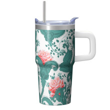 Insulated Stainless Steel Tumbler with Handle and Straw Lid