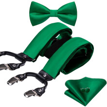Men's Solid Paisley Silk Braces with Pre-Tied Bowtie Set