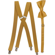 Men's X-back suspenders and bowtie set in assorted colors