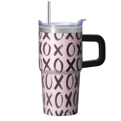 20 oz Valentine's Day Tumbler with Handle, Straw, and Lid