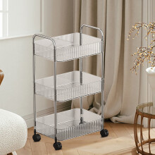 3-Tier Rolling Storage Cart with Transparent Bins