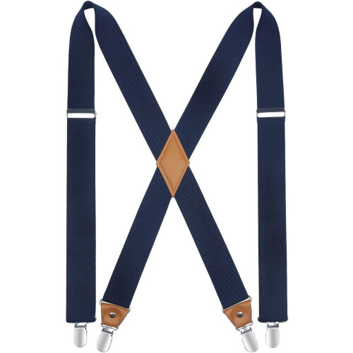 Men's X-Back Suspenders 1.4 Inch Adjustable Elastic with 4