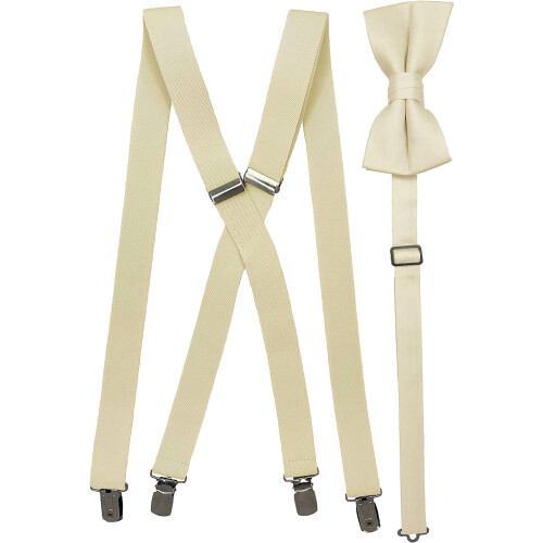 Men's X-back suspenders and bowtie set in assorted colors