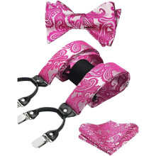 Paisley Floral Suspenders for Men Y-Back with Clips