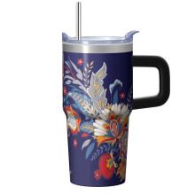 Insulated Paisley Tumbler 20 oz with Handle and Straw Lid