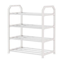 Shoe Rack Organizer White Four-Tier for Bedroom Closet