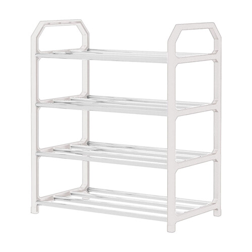 Shoe Rack Organizer White Four-Tier for Bedroom Closet
