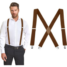 Men's and Women's Clip Suspenders X-Back 1.4 Inch Adjustable