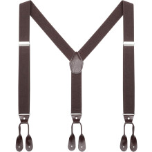 Men's Brown Button-End Suspenders Adjustable Elastic