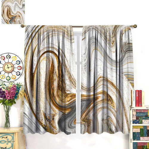 Marble Curtains Abstract Gold Fluid Art Thermal Insulated 2
