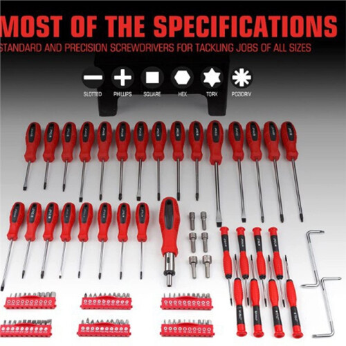 100Pcs Magnetic Screwdriver Set Tools for Professional Use with Storage Rack 1